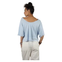 Blusa in jersey di cotone, scollo a barca