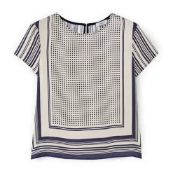 Blusa in raso con fantasia a foulard