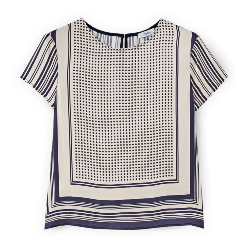 Blusa in raso con fantasia a foulard
