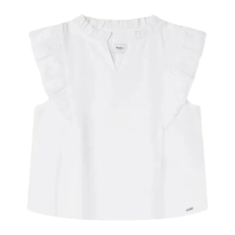 Blusa Romantica con Scollo a V e Manica Farfalla