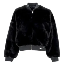 Bomber Reversibile in Finta Pelliccia Nero