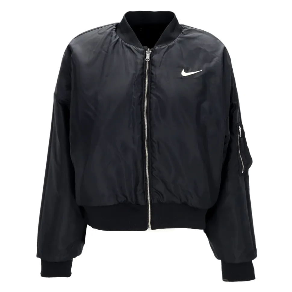 Bomber Reversibile in Finta Pelliccia Nero