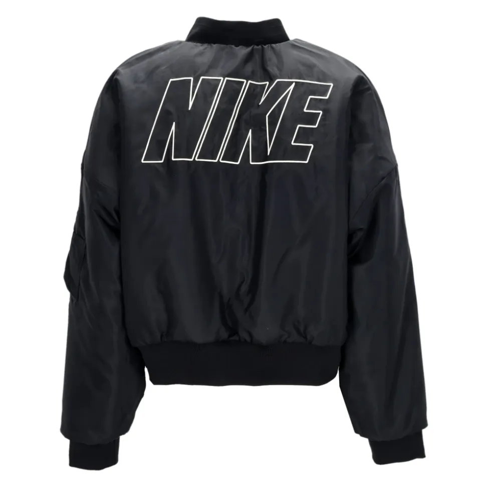 Bomber Reversibile in Finta Pelliccia Nero
