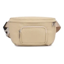 Borsa a marsupio beige con motivo in rilievo