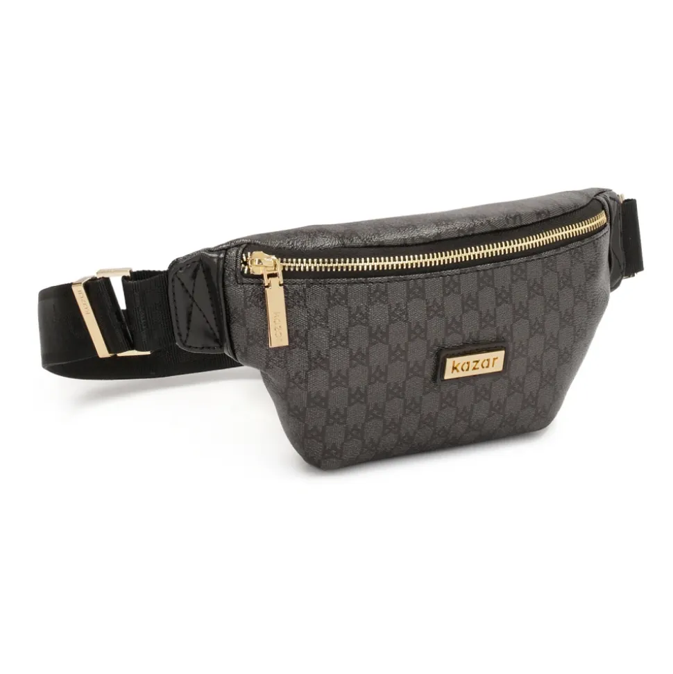 Borsa a marsupio nera con monogrammi