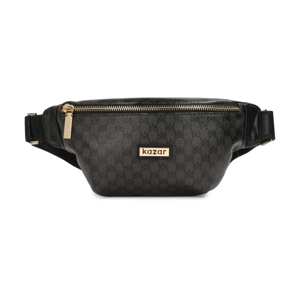 Borsa a marsupio nera con monogrammi