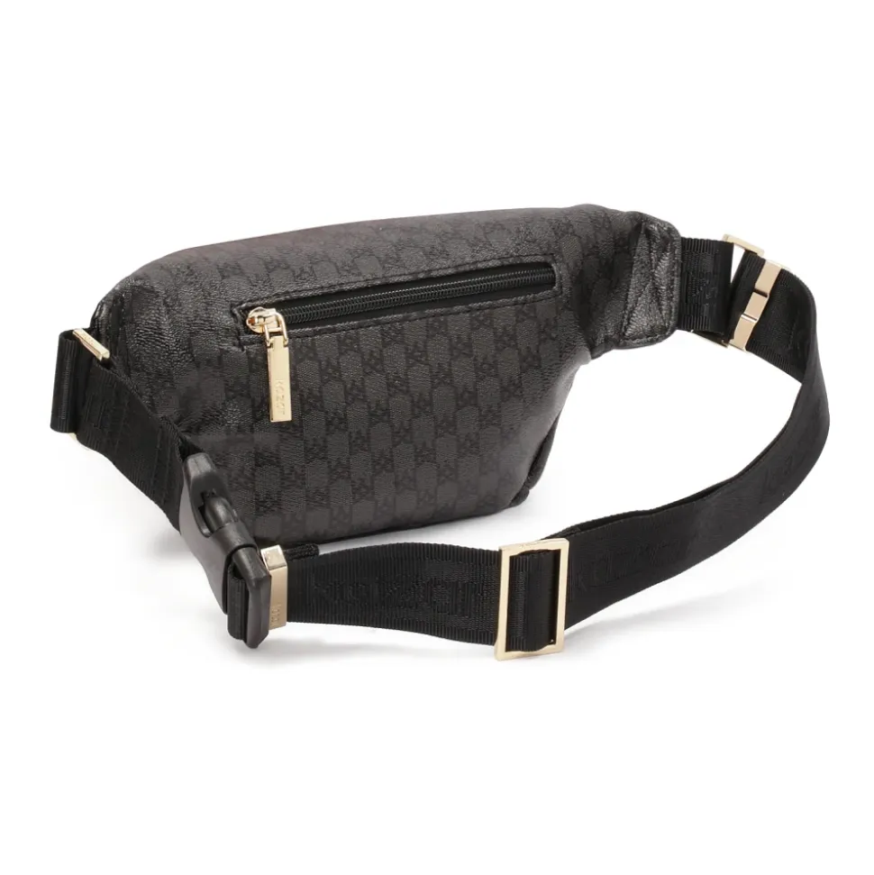 Borsa a marsupio nera con monogrammi