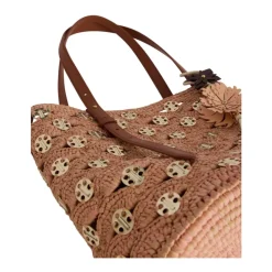Borsa a secchiello in rafia 1969 con decorazioni