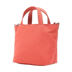 Borsa a secchiello in tela di cotone con patch con logo