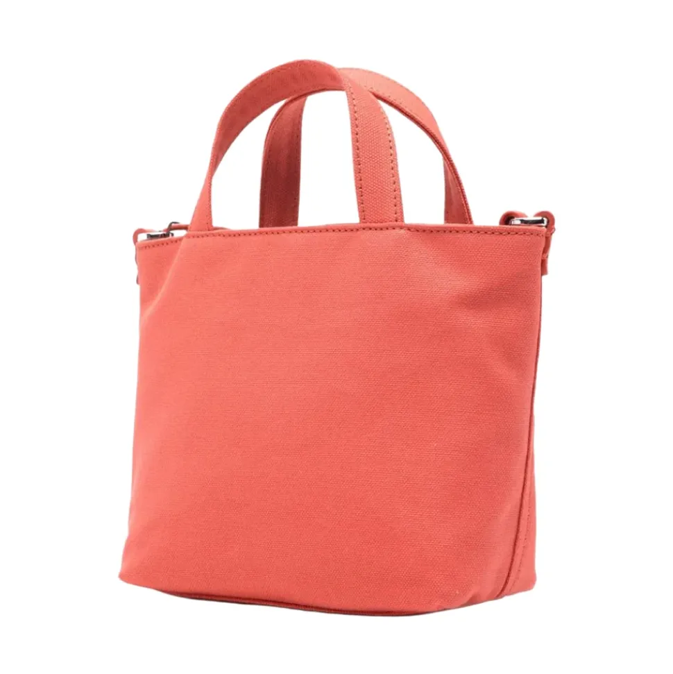 Borsa a secchiello in tela di cotone con patch con logo