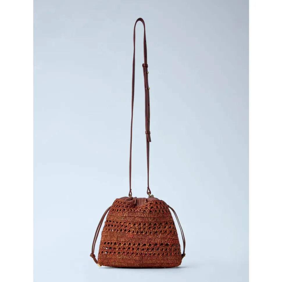 Borsa a tracolla estiva a secchiello con coulisse Banana