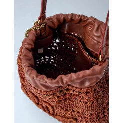 Borsa a tracolla estiva a secchiello con coulisse Banana
