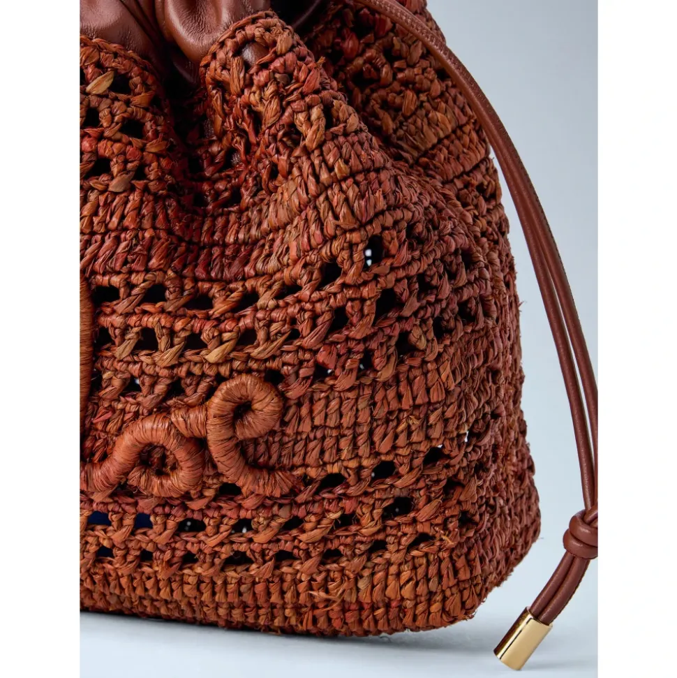 Borsa a tracolla estiva a secchiello con coulisse Banana