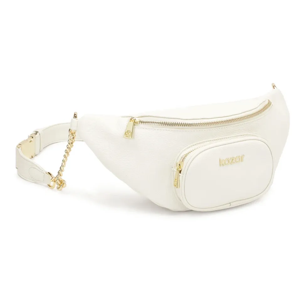 Borsa a tracolla in pelle di colore bianco