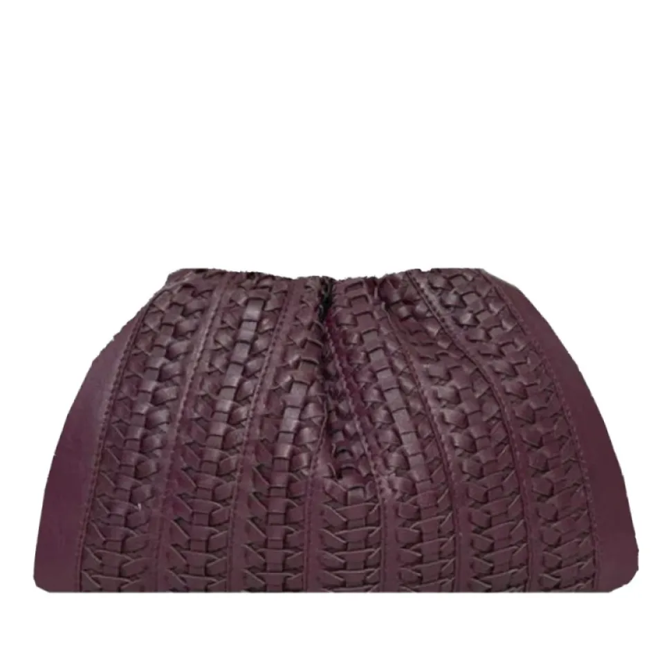 Borsa a tracolla in pelle intrecciata Bordeaux