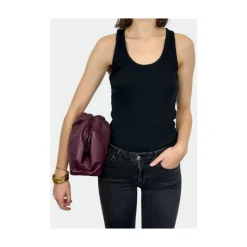 Borsa a tracolla in pelle intrecciata Bordeaux