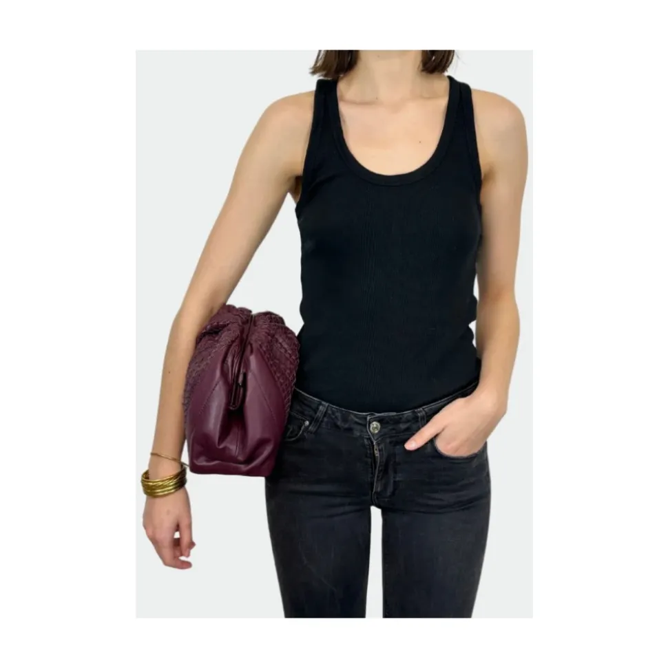 Borsa a tracolla in pelle intrecciata Bordeaux