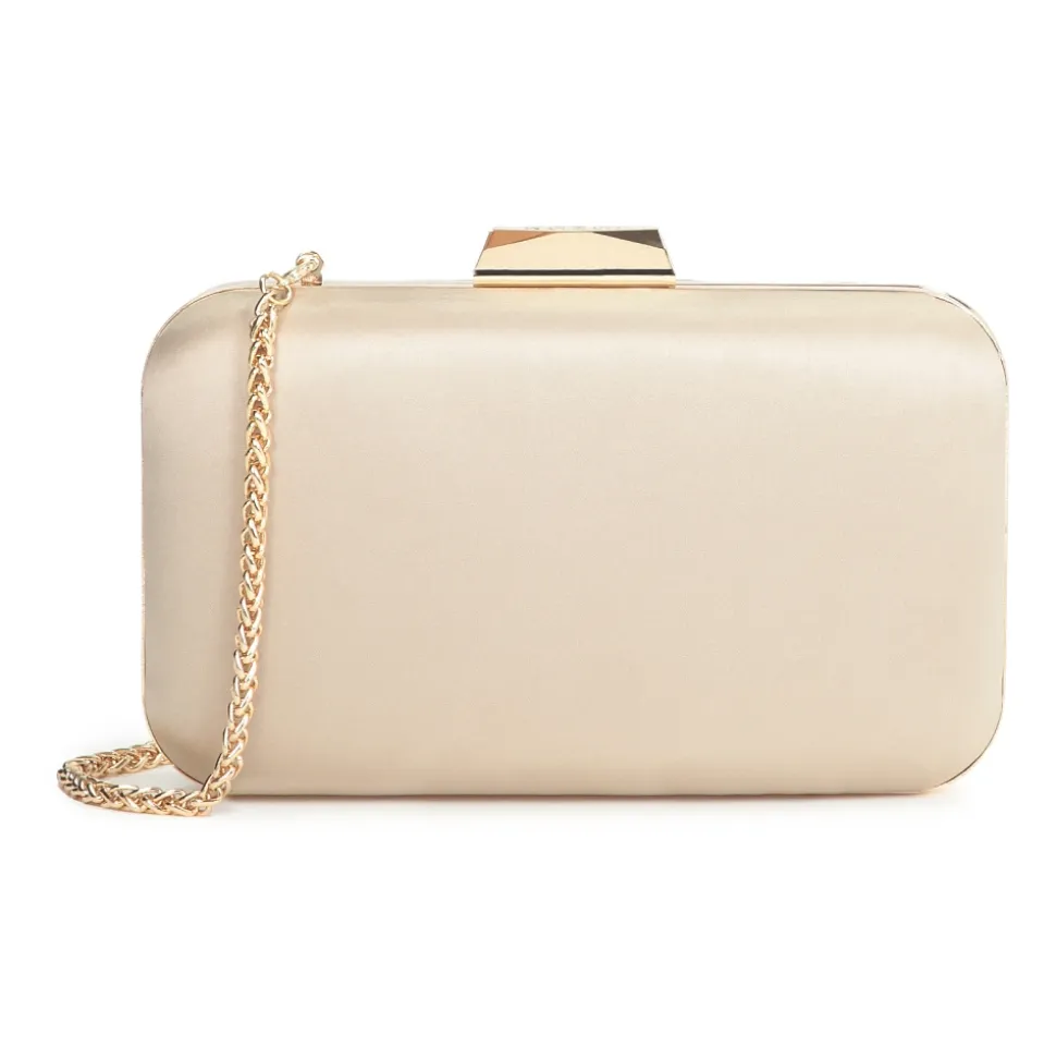 Borsa da sposa beige a forma di scatola rigida