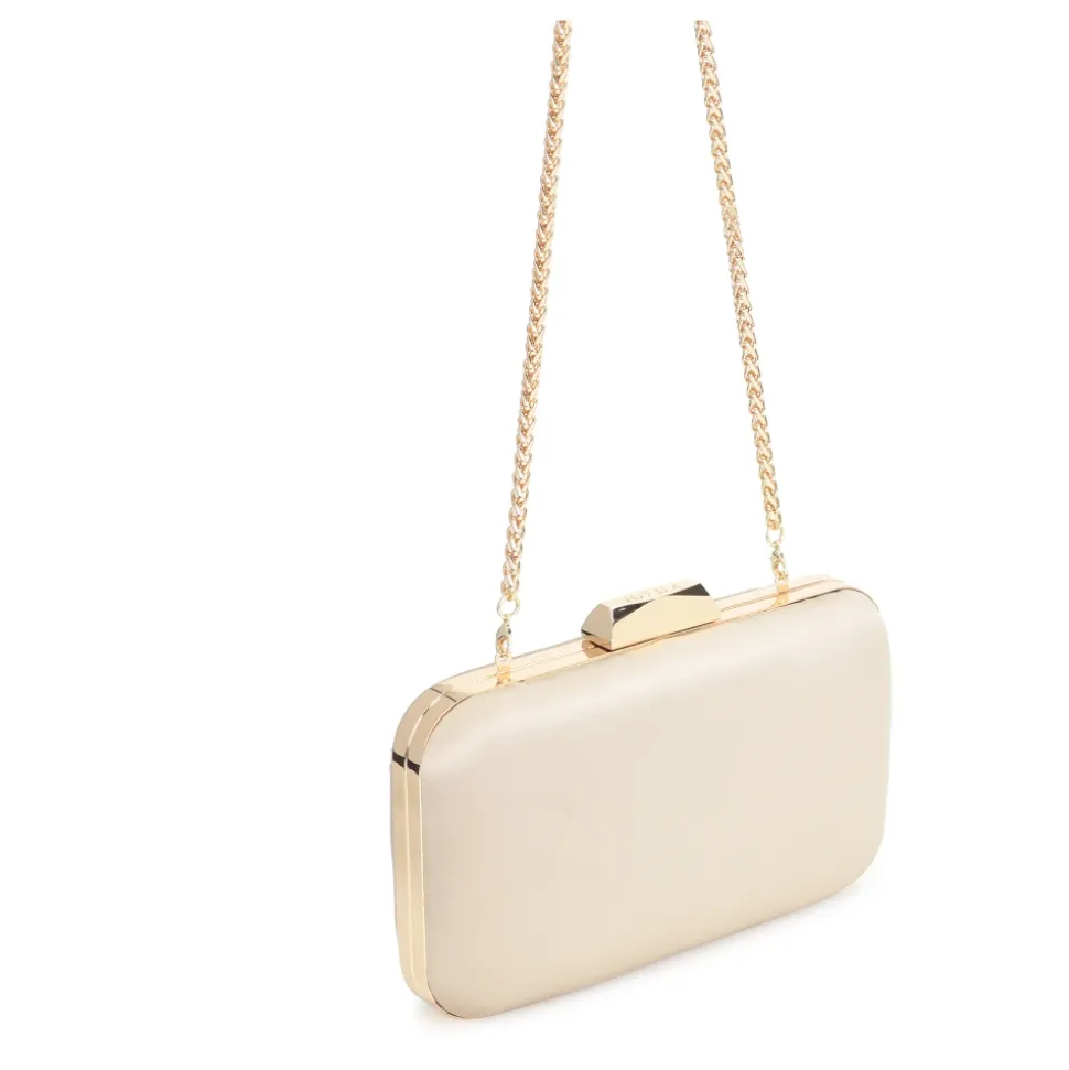 Borsa da sposa beige a forma di scatola rigida