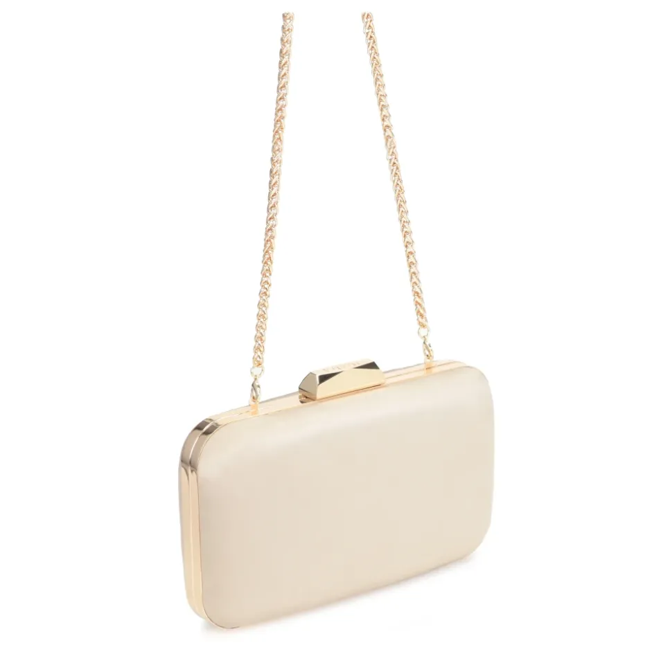 Borsa da sposa beige a forma di scatola rigida