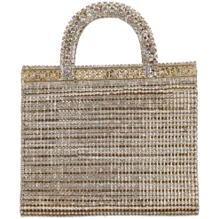 Borsa in tessuto con dettagli in metallo e strass