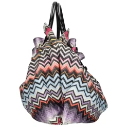 Borsa in Tessuto Zigzag e Pelle