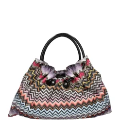 Borsa in Tessuto Zigzag e Pelle