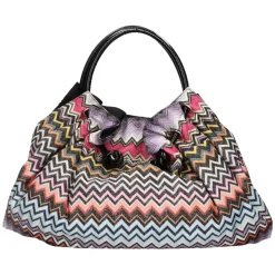 Borsa in Tessuto Zigzag e Pelle