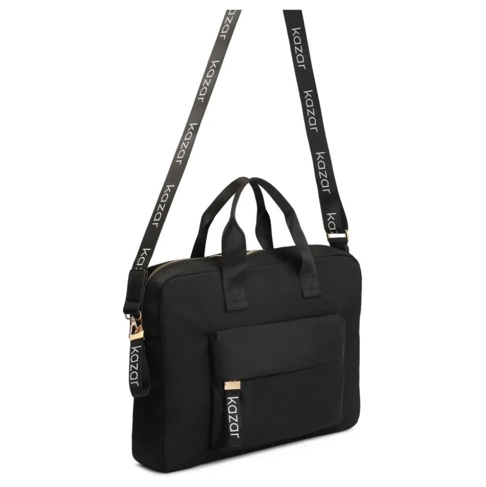 Borsa Laptop in Tessuto Nera con Manici