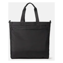 Borsa tote nera in nylon metallico iridescente
