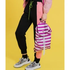 Borsa Verticale Leggera a Righe Bianco Unisex
