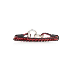 Bracciale Gancini Bicolore in Pelle Intrecciata