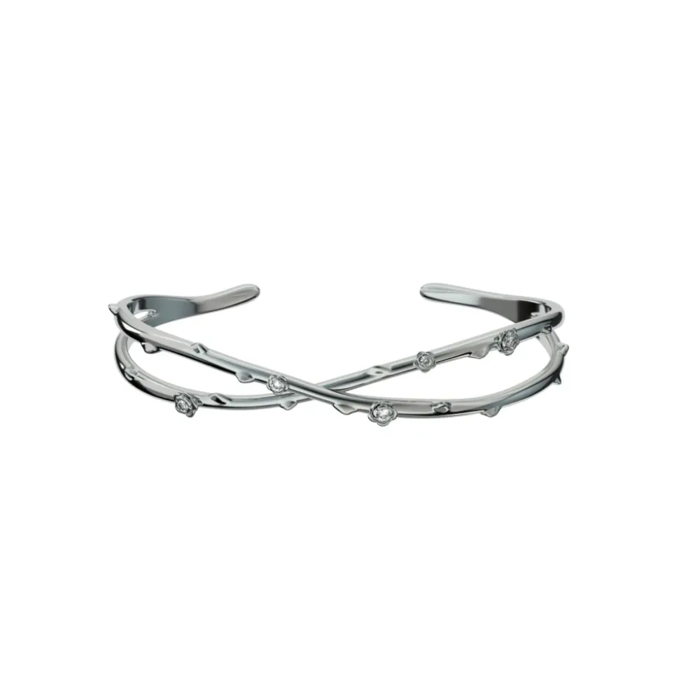 Bracciale intrecciato con motivi floreali e accenti scintillanti