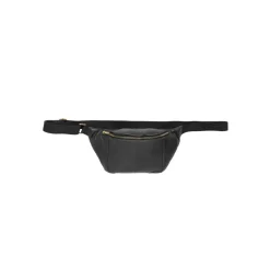 Bum Bag in Pelle Nera con Dettagli in Oro
