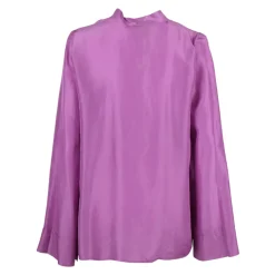 Camicia Abbottonata con Scollo a V in Habotai