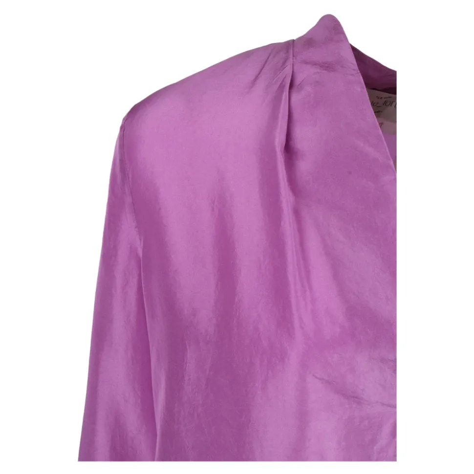 Camicia Abbottonata con Scollo a V in Habotai