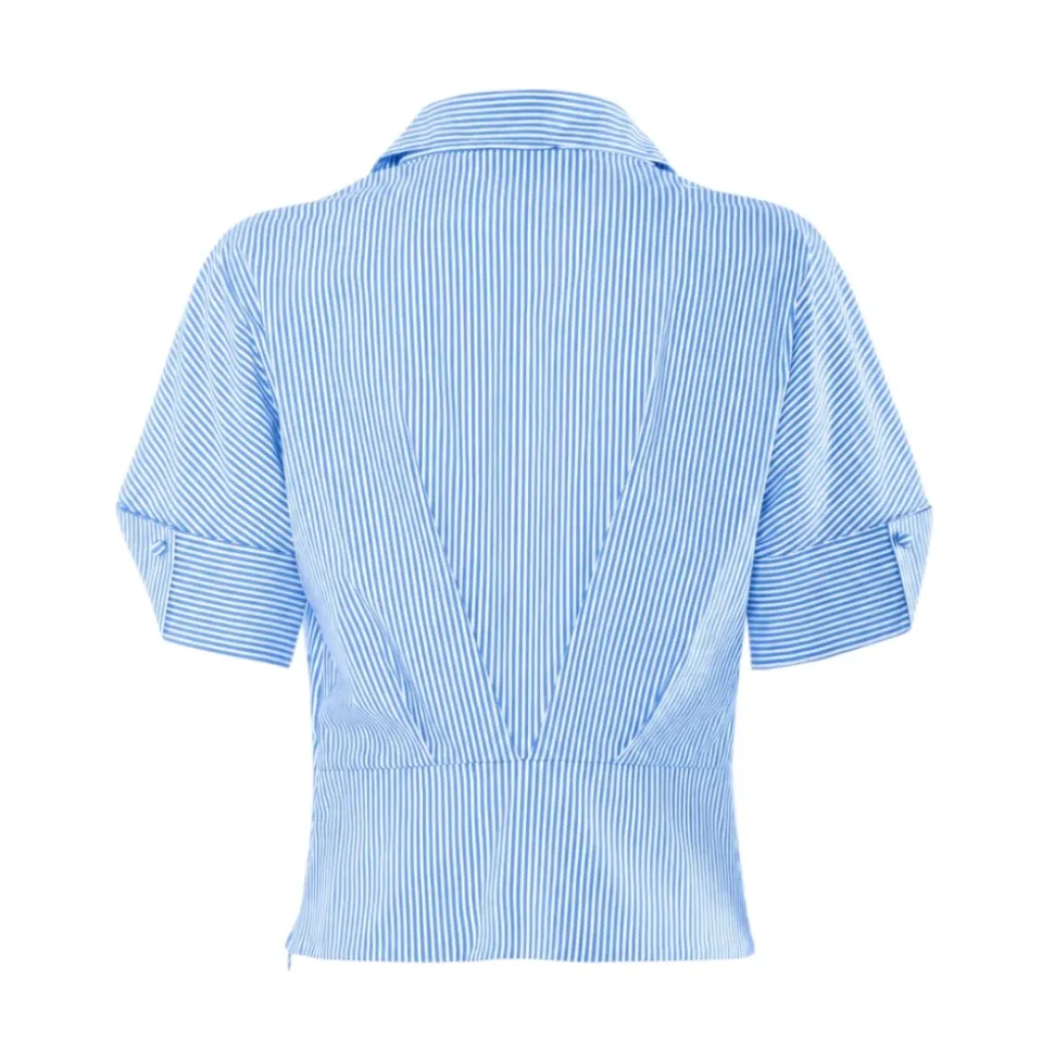 Camicia a Portafoglio Ricamata a Righe