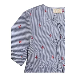 Camicia a righe con ricamo ancora