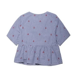 Camicia a righe con ricamo ancora