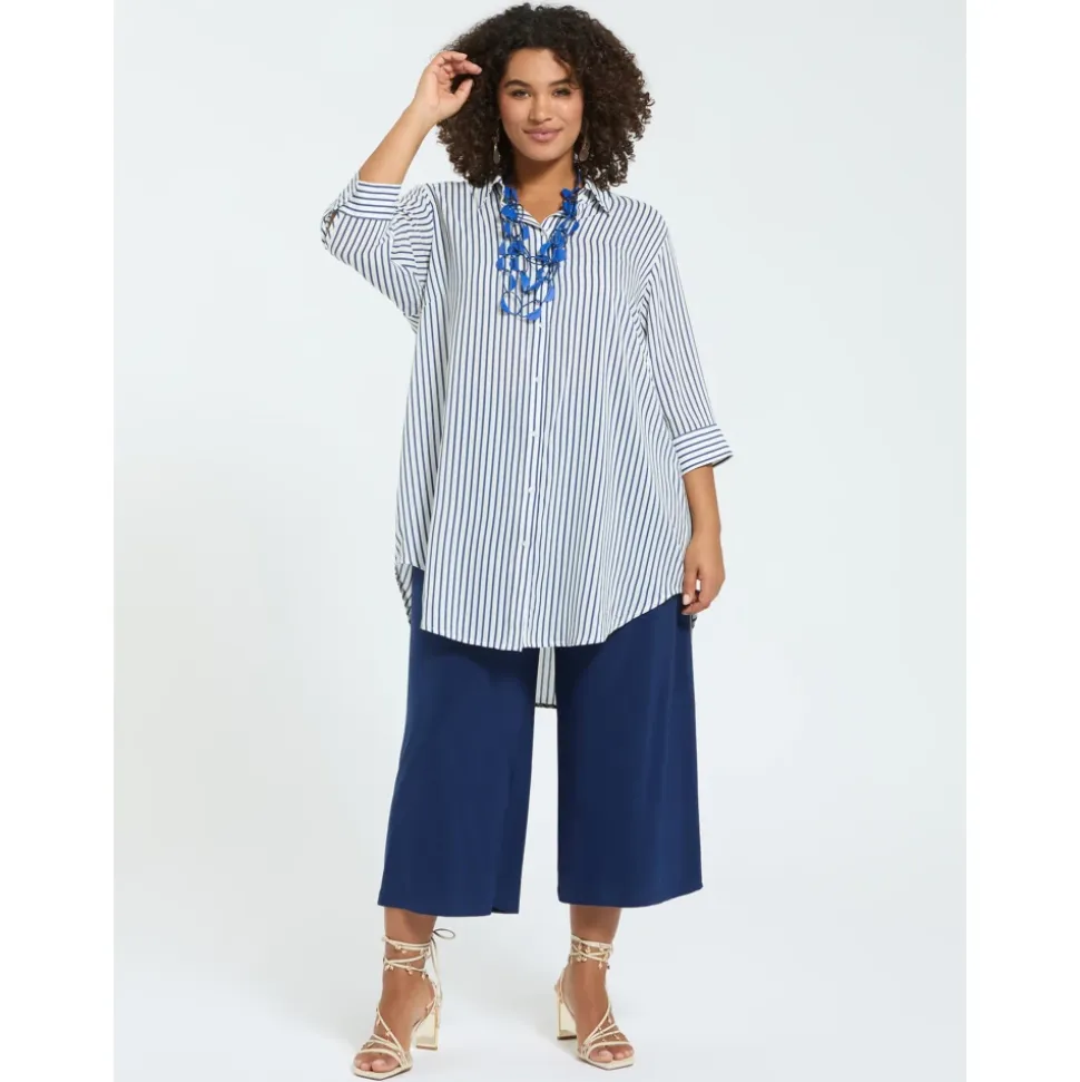 Camicia a righe in mussola di viscosa