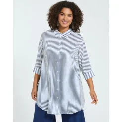 Camicia a righe in mussola di viscosa