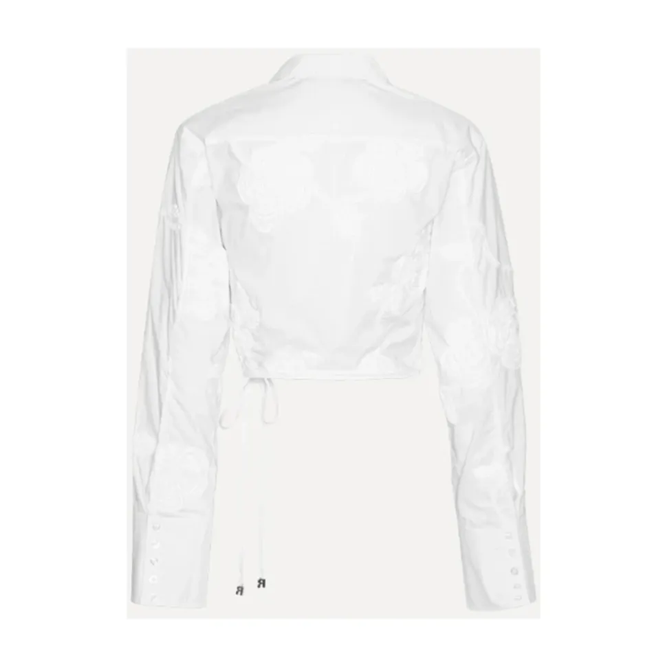 Camicia Bianca in Cotone con Fiori Ricamati