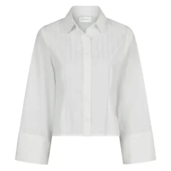 Camicia Bianca Tinta Unita con Maniche Ampie