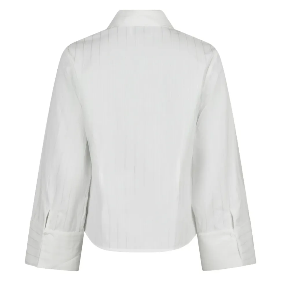 Camicia Bianca Tinta Unita con Maniche Ampie