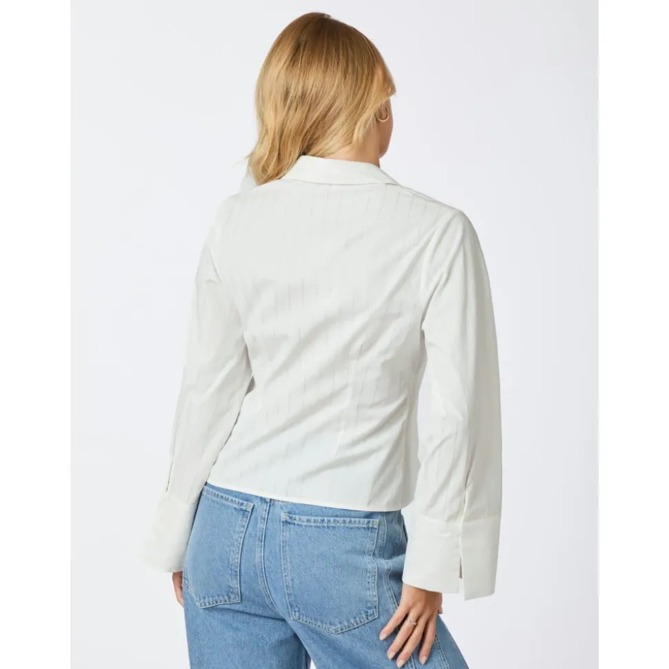 Camicia Bianca Tinta Unita con Maniche Ampie