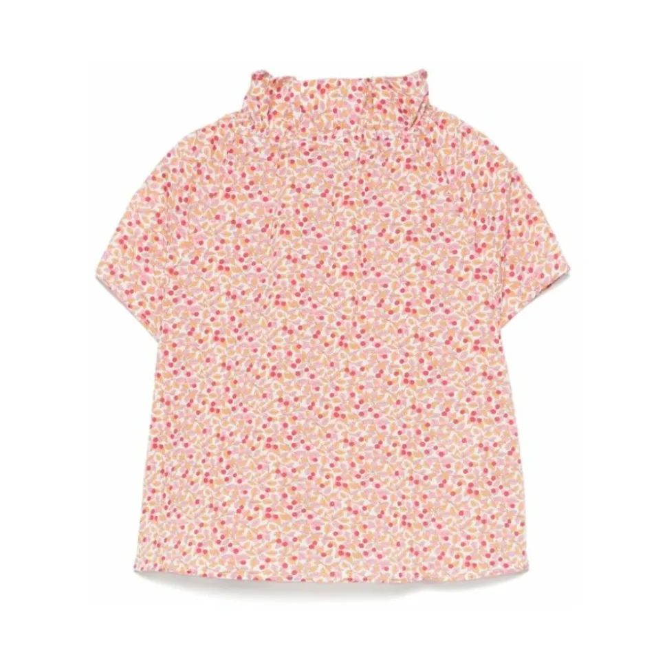 Camicia con colletto a balze maniche corte
