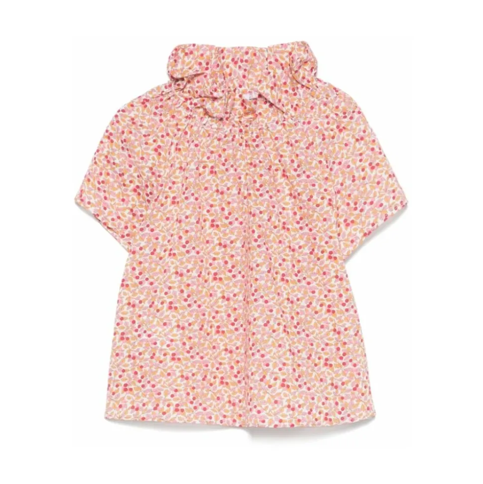 Camicia con colletto a balze maniche corte