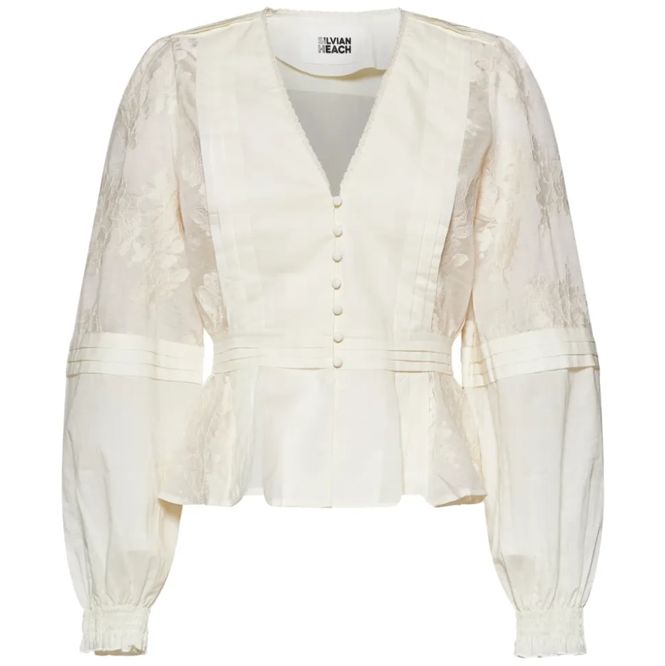 Camicia con inserti in pizzo e bottoni