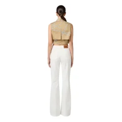 Camicia in Cotone con Stampa Raffia e Nastro