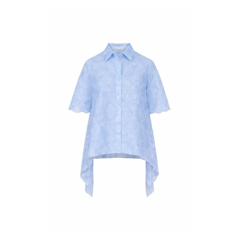 Camicia in organza ricamata con orlo a punta